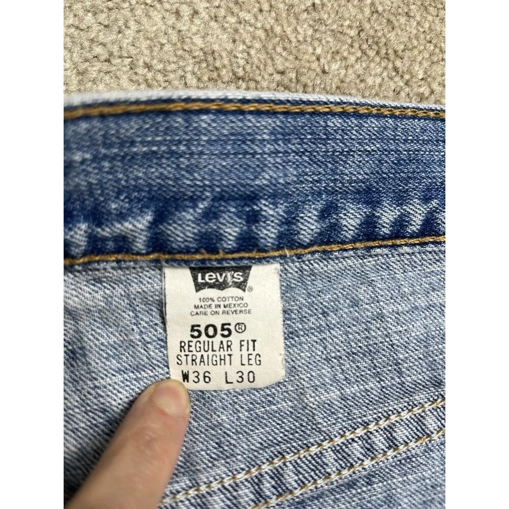 VTG Y2k Levi’s 505 Jeans Mens 35x26 Blue Regular Fit Straight Faded Denim Mexico
